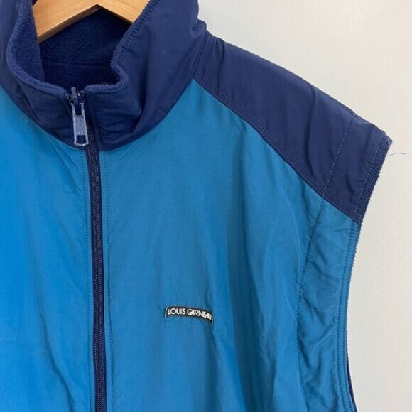 Vintage Louis Garneau Fleece Lined Nylon Blue Vest Jacket Zipper Hiking Biking M - Picture 7 of 15